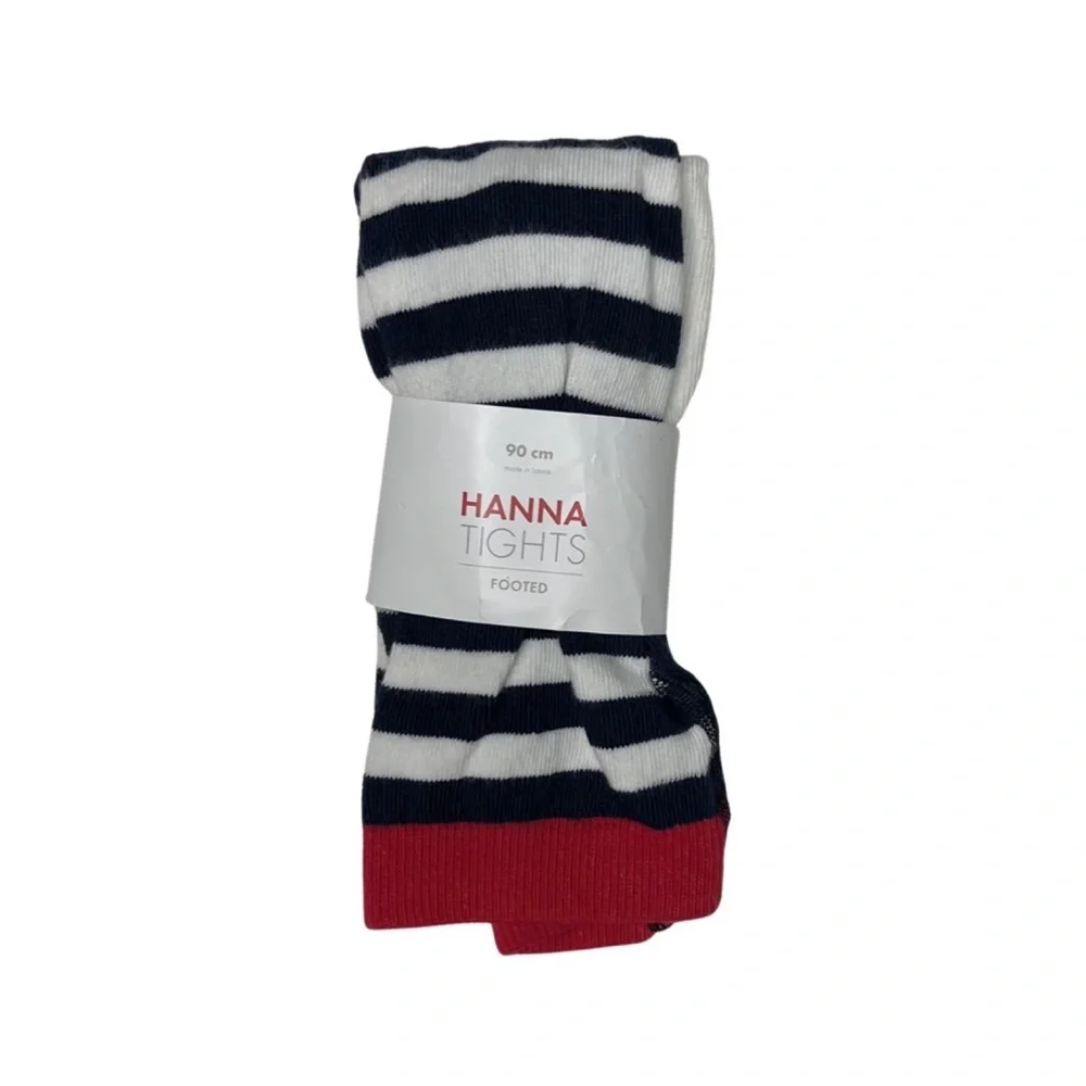 Hanna Andersson Navy‎ And White Striped Tights- size 90 (3)- NWT